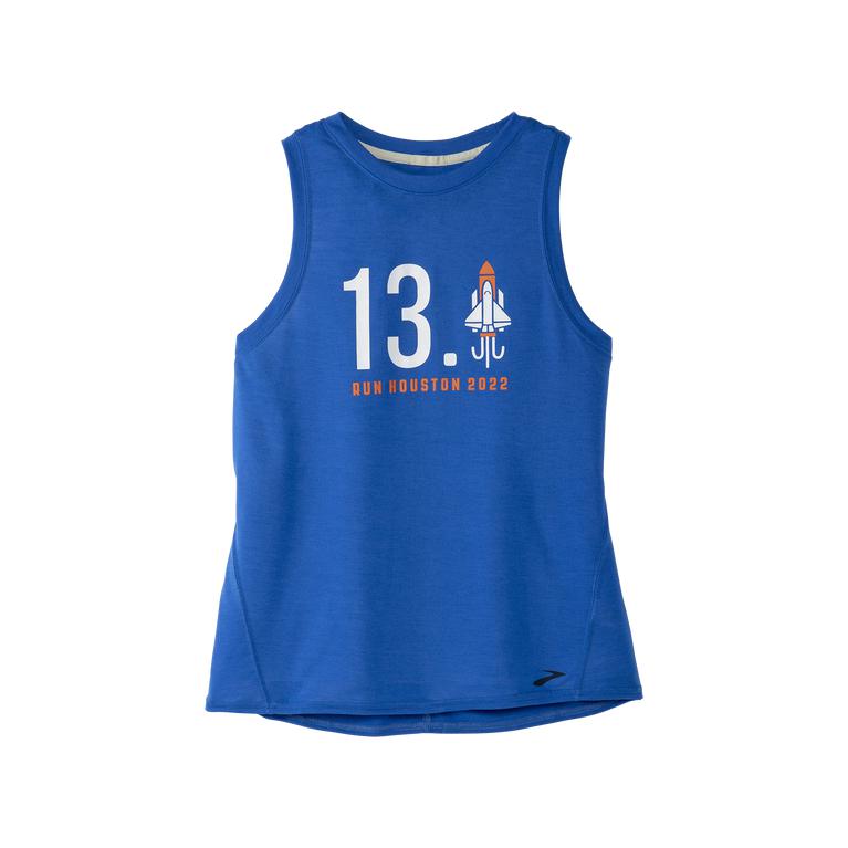 Brooks Houston22 Distance Graphic Womens Running Tank Top - Heather Bluetiful/13.1 Rocket - Indonesi